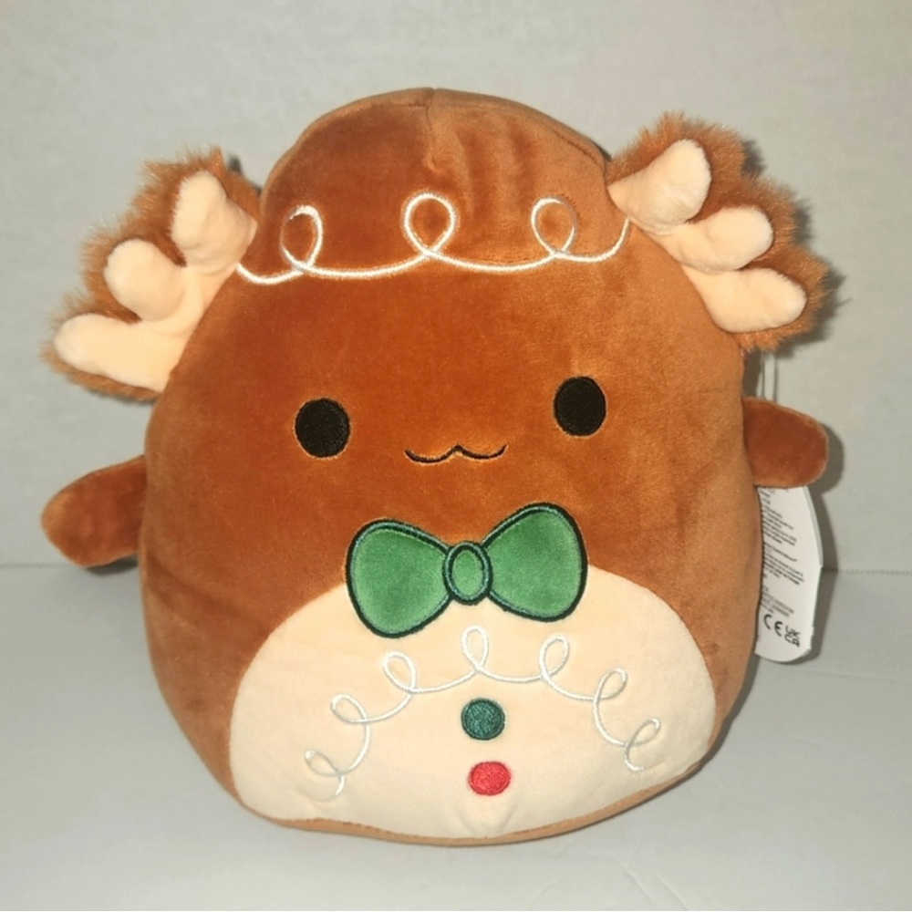 NWT 7” Den the Gingerbread Axolotl Squishmallow — Holiday Collection Christmas